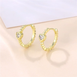 Elegant gold-plated hoop earrings with sparkling heart-shaped zircon stones