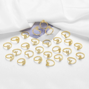 Set van 26 alfabet open ringen in 18k goud verguldsel met micro-pave zirkonia