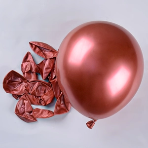 Detail of premium 12-inch thickened rose gold metallic latex balloons for party decor
