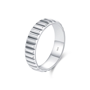 Industrial style S925 sterling silver ring featuring unique ribbed texture and retro finish