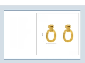 Detailed size chart for 18k gold plated stainless steel oval double ring earrings