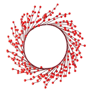 Artificial Red Berry Wreath Garland With Foam Berries And Iron Wire For Christmas New Year Home Door Decoration