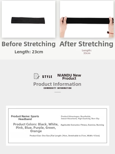 Size chart for high-elastic non-slip sports headband with breathable sweat-wicking fabric