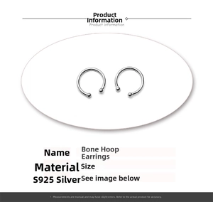 Detailed view of S925 sterling silver bone ear hook with polished round bead ends