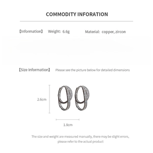 Detail specifications for zircon cross earrings with weight and size info