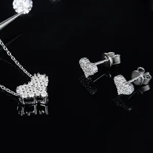 Exquisite 18K gold plated S925 silver heart jewelry set with sparkling moissanite diamonds