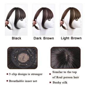 Three hair colors of 25cm straight fringe extensions with 3-clip breathable net