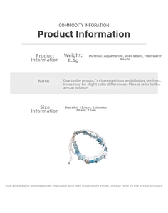 Detail von Aquamarin und Süßwasserperlen Armband mit 15,6 cm Länge und 8,6 g Gewicht