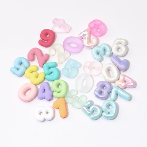Colorful matte 0-9 number beads for DIY crafts and jewelry making with iridescent finish