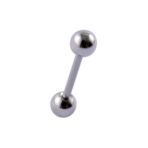 Surgical stainless steel stud earring with ball ends and straight bar for cartilage piercing