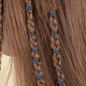 Rainbow Dreadlock Rings Alloy Hollow S-Pattern Braid Beads Hair Jewelry Accessories For African Braids Hip Hop Style