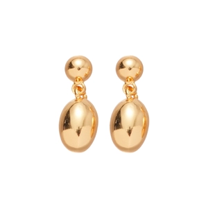 Boucles d'oreilles pendantes gouttes dorées plaquées or 18k avec fini poli miroir