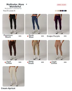 Pantalon de yoga sans couture taille haute en sept coloris dont noir, bleu et violet