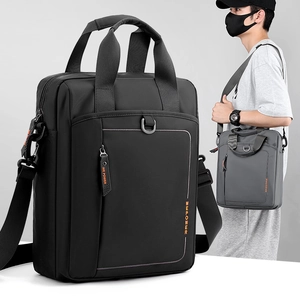 Men Business Casual Briefcase Waterproof Nylon Shoulder Crossbody Bag With Top Handle Multi-Pocket For Travel Office