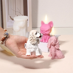 3D siliconen hondenvorm en geurkaarsen met Franse bulldog en cocker spaniël details