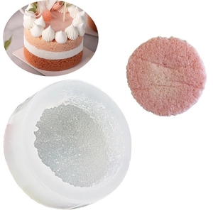 White silicone waffle cake mold with round pink finished pastry for DIY baking