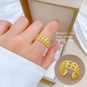 Minimalistischer Kettenring Offen Vergoldetes Messing Stern Hohl Fingerring Für Damen Verstellbarer Eleganter Schmuck