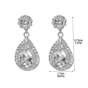 Elegant water drop rhinestone earrings for women with detailed 3.73cm height dimensions