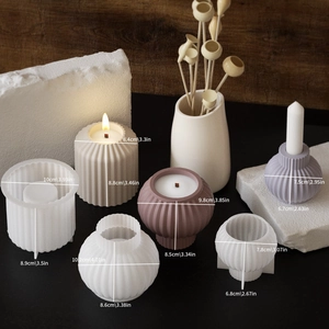 Striped lantern silicone mold for DIY candles and plaster crafts with dimensions