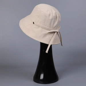 Chapeau de soleil en nylon beige à séchage rapide pour femme avec nœud décoratif