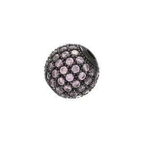 Micro-paved pink zircon bead with black metal base for DIY jewelry making and bracelets