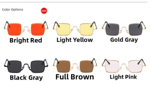 Selection of vintage square metal kids sunglasses in six vibrant lens colors