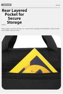 Detail of high-density nylon business bag featuring a secure anti-theft back zipper pocket