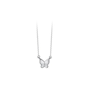 Elegant S925 sterling silver butterfly necklace with white mother-of-pearl pendant