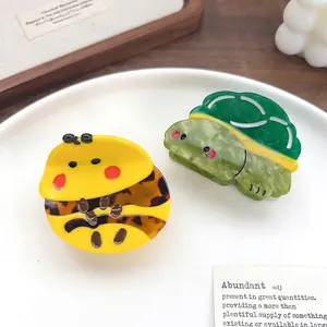 Cute acetate hair claws featuring bee and turtle designs for forest animal hair accessories