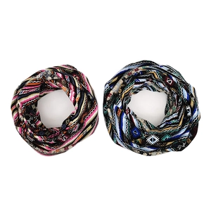 Ethnic pattern infinity scarf neck gaiter in colorful bohemian geometric knit fabric