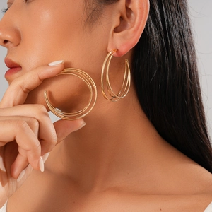 Multi Layer Geometric C Shaped Hoop Earrings For Women Minimalist Elegant Metal Jewelry With Silver Earring Post