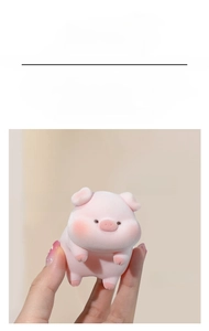 Miniature pink flocked pig figurine for computer monitor and car dashboard decoration