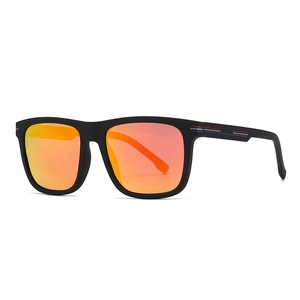 Classic square TR frame sunglasses with matte black finish and orange mirrored lenses