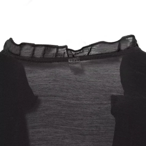 Blouse française à col en V pour femme avec volants doux et détails en tulle noir