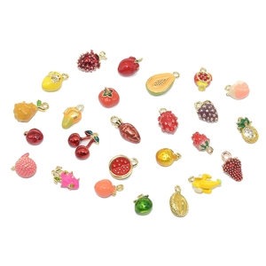 Various 3D fruit enamel alloy pendants including strawberry and cherry for DIY jewelry