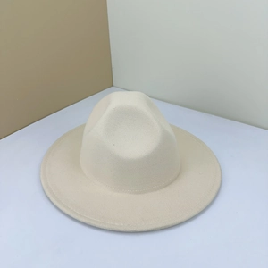 Classic cream wool fedora hat with wide brim and elegant minimalist design for winter
