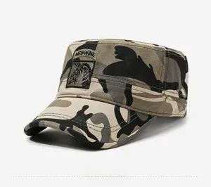 Side view of camouflage cadet cap featuring Airborne embroidery and eagle patch
