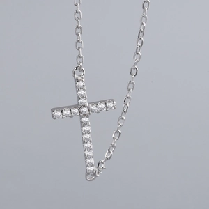 925 Sterling Silver Cross Pendant Necklace With Cubic Zirconia For Women Minimalist Dainty Clavicle Chain Jewelry