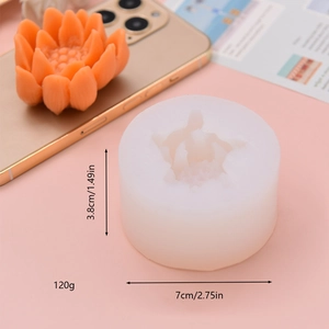 Lotus flower silicone mold for DIY candles and soaps with orange floral product sample