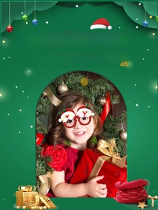 Detail of Christmas LED glasses with Santa Claus decor and 3 adjustable flashing modes