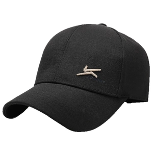 Classic black cotton baseball cap for middle-aged men featuring 3D embroidered logo