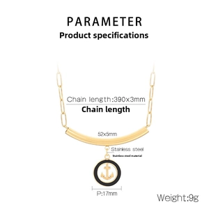 Detailed technical diagram of a golden anchor heart necklace in stainless steel