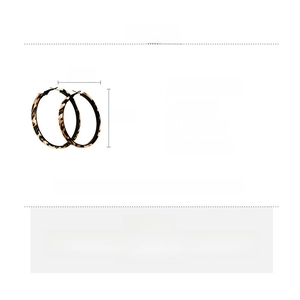 Size chart showing large geometric leopard print leather hoop earrings with dimensions