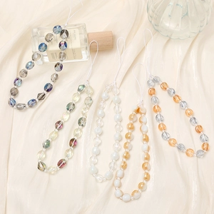 Crystal Beaded Phone Lanyard Wrist Strap Anti-Lost Luxury Irregular Glass Beads Phone Case Charm Fashion Accessory