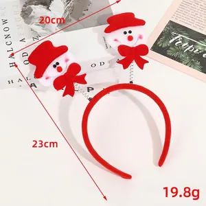 Christmas snowman headband with red velvet fabric for holiday party decoration 23cm height
