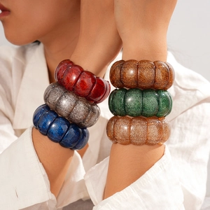 Klobiges Elastisches Armband Acryl Harz Geometrischer Quadratischer Block Mit Glitzer Retro Modeschmuck Damen