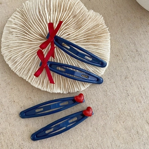 Korean Style Sweet Heart Bow Contrast Color Hair Clip Simple Versatile BB Clip Side Hair Fringe Accessory For Women Girls