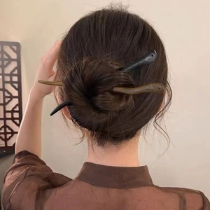 Pics à cheveux en bois de santal noir et marron pour coiffures chinoises traditionnelles