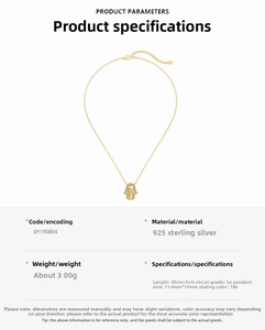 Detailed specs of S925 sterling silver Hamsa hand necklace with 18K gold plating and cubic zirconia