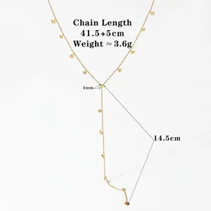 Gold Y-shaped stainless steel necklace with butterfly pendants and adjustable chain